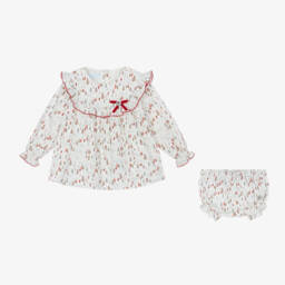 Artesanía Granlei-Girls Ivory & Red Dress Set | Childrensalon Outlet