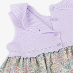 Artesanía Granlei-فستان محبوك باللون الخزامى للبنات مع نقوش زهرية | Childrensalon Outlet