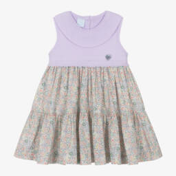 Artesanía Granlei-فستان محبوك باللون الخزامى للبنات مع نقوش زهرية | Childrensalon Outlet