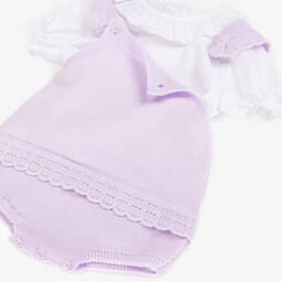 Artesanía Granlei-Girls' Lilac Knit Overall Ensemble | Childrensalon Outlet
