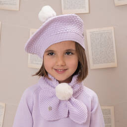 Artesanía Granlei-Girls Lilac Purple Beret & Scarf Set | Childrensalon Outlet