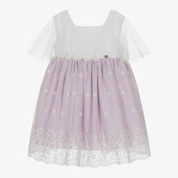 Artesanía Granlei-Girls Lilac & White Tulle Overlay Dress | Childrensalon Outlet