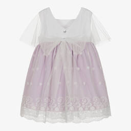 Artesanía Granlei-Girls Lilac & White Tulle Overlay Dress | Childrensalon Outlet