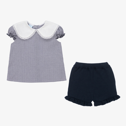 Artesanía Granlei-Girls Navy Blue Gingham Outfit | Childrensalon Outlet
