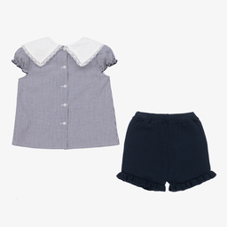 Artesanía Granlei-Girls Navy Blue Gingham Outfit | Childrensalon Outlet