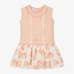 Artesanía Granlei-Girls Peach Lace Trim Knit Dress | Childrensalon Outlet