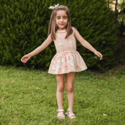 Artesanía Granlei-Girls Peach Lace Trim Knit Dress | Childrensalon Outlet