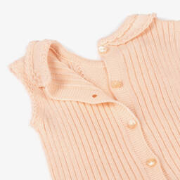 Artesanía Granlei-Girls Peach Lace Trim Knit Dress | Childrensalon Outlet