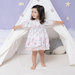 Artesanía Granlei-فستان قطن بوبلين لون زهري وأزرق | Childrensalon Outlet