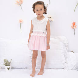Artesanía Granlei-Girls Pink Cotton & Tulle Skirt Set | Childrensalon Outlet