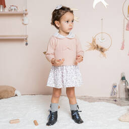 Artesanía Granlei-Girls Pink Floral Cotton Dress | Childrensalon Outlet