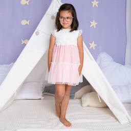 Artesanía Granlei-Girls Pink & Ivory Tulle Dress | Childrensalon Outlet