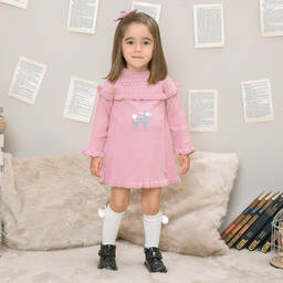 Artesanía Granlei-Розовое трикотажное платье с оленем | Childrensalon Outlet