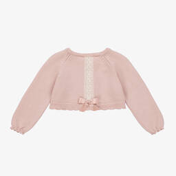 ارتيزانيا  غرانلي-كارديغان مزيج قطن محبوك مزين بدانتيل لون زهري | Childrensalon Outlet