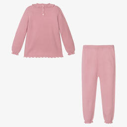 Artesanía Granlei-Girls Pink Knitted Trouser Set | Childrensalon Outlet