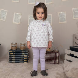 Artesanía Granlei-Girls Purple & White Floral Print Legging Set | Childrensalon Outlet