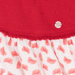 Artesanía Granlei-Girls Red Knitted & Floral Dress | Childrensalon Outlet