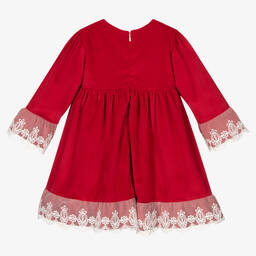 ارتيزانيا  غرانلي-فستان مخمل ودانتيل لون أحمر | Childrensalon Outlet