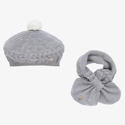 Artesanía Granlei-Girls Silver Sparkly Knit Hat & Scarf Set | Childrensalon Outlet