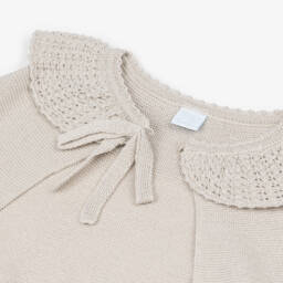 Artesanía Granlei-Блестящее бежевое вязаное пончо для девочек | Childrensalon Outlet