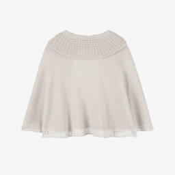 Artesanía Granlei-Блестящее бежевое вязаное пончо для девочек | Childrensalon Outlet