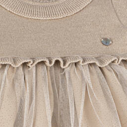 Artesanía Granlei-فستان تول لون بيج براق | Childrensalon Outlet