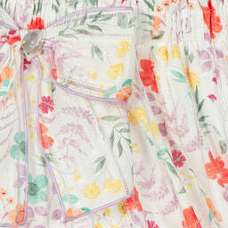 Artesanía Granlei-Girls White Cotton Floral Skirt Set | Childrensalon Outlet