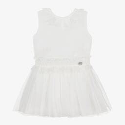 Artesanía Granlei-Girls White Cotton & Tulle Skirt Set | Childrensalon Outlet