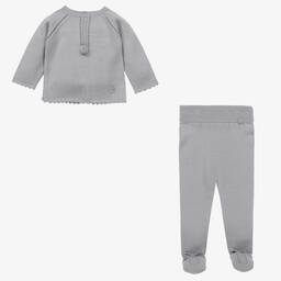 Artesanía Granlei-Grey Knitted Babysuit & Hat Set | Childrensalon Outlet