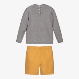 Artesanía Granlei-Grey & Yellow Bunny Shorts Set | Childrensalon Outlet