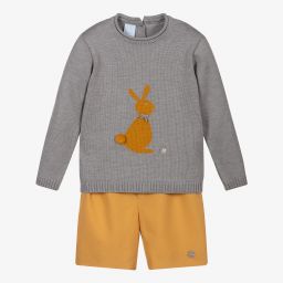 Artesanía Granlei-Grey & Yellow Bunny Shorts Set | Childrensalon Outlet