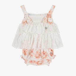 Artesanía Granlei-Little Girls Floral Ivory-Pink Ensemble | Childrensalon Outlet