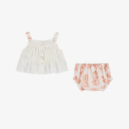 Artesanía Granlei-Little Girls Floral Ivory-Pink Ensemble | Childrensalon Outlet