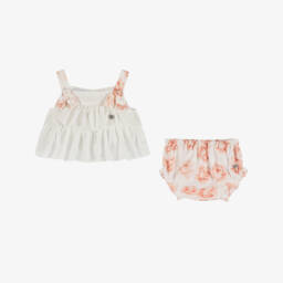 Artesanía Granlei-Little Girls Floral Ivory-Pink Ensemble | Childrensalon Outlet