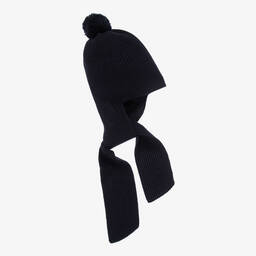 Artesanía Granlei-Navy Blue Hat & Attached Scarf | Childrensalon Outlet