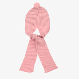 Artesanía Granlei-Pink Knitted Hat & Attached Scarf | Childrensalon Outlet