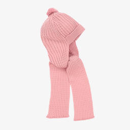 Artesanía Granlei-Pink Knitted Hat & Attached Scarf | Childrensalon Outlet