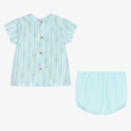 Babidu-Aqua Blue Smocked Shorts Set | Childrensalon Outlet