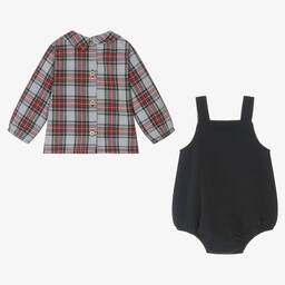 Babidu-Рубашка и синий полукомбинезон из хлопка | Childrensalon Outlet