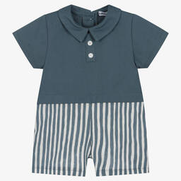 Babidu-Baby Boys Blue Striped Cotton Shortie | Childrensalon Outlet