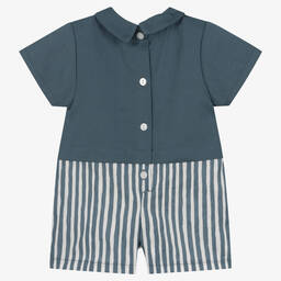 Babidu-Baby Boys Blue Striped Cotton Shortie | Childrensalon Outlet