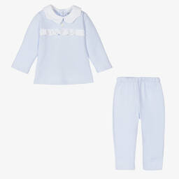 Babidu-Baby Girls Blue Cotton Tracksuit | Childrensalon Outlet