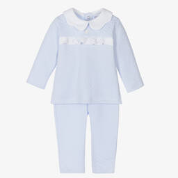 Babidu-Baby Girls Blue Cotton Tracksuit | Childrensalon Outlet