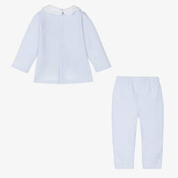 Babidu-Baby Girls Blue Cotton Tracksuit | Childrensalon Outlet