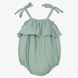 Babidu-Baby Girls Green Cotton Shortie | Childrensalon Outlet