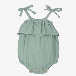 Babidu-Baby Girls Green Cotton Shortie | Childrensalon Outlet