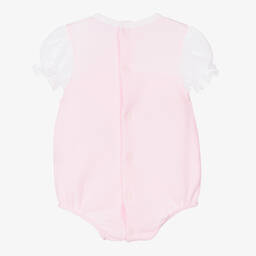Babidu-Baby Girls Pink & White Cotton Shortie | Childrensalon Outlet