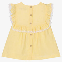Babidu-Baby Girls Yellow Cotton Dress | Childrensalon Outlet