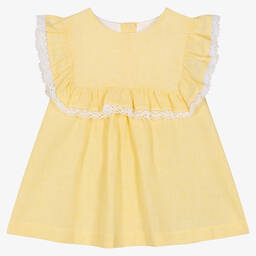 Babidu-Baby Girls Yellow Cotton Dress | Childrensalon Outlet