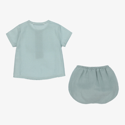 Babidu-Baby Green Gingham Shorts Set | Childrensalon Outlet